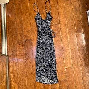 Blue and White Midi Wrap Dress
